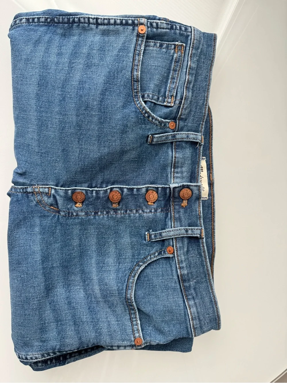 Madewell High Rise Distressed Denim Skinny Jeans Button Fly 30 Fringe